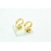 Fashion Hoop small flower Bali Earrings yellow Gold Plated white Zircon Stones.